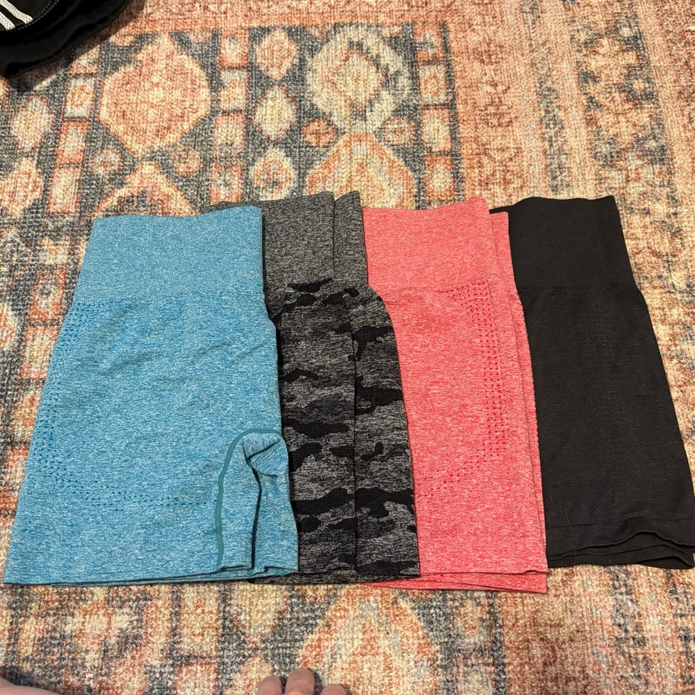 Set of Four Women's Athletic Shorts - Blue, Camo, Pink, Black
